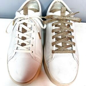 VIONIC Paisley White Sneakers, Women’s, Leather, Laces, Size 10 GUC